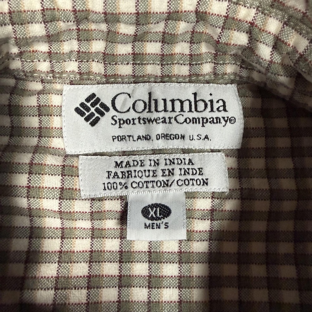 Columbia Shirt Mens XL Brown Check Short Sleeve Button Front‎ Cotton Casual - Picture 4 of 9